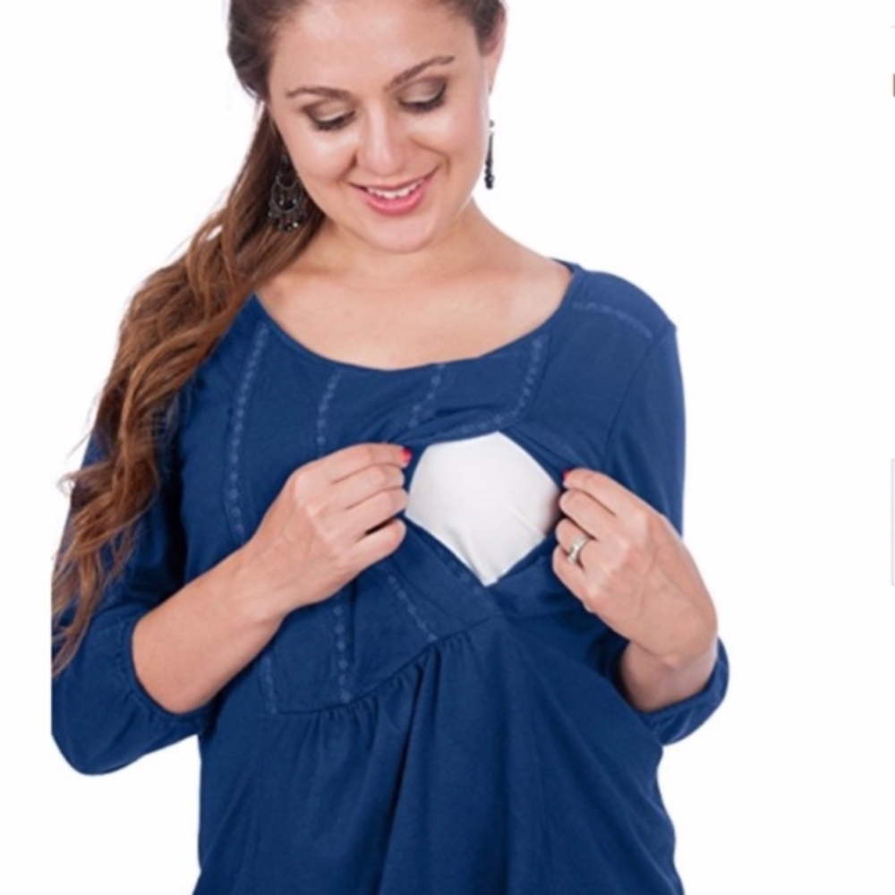 HUGE MOVING SALE!! NEW! 3/4 Sleeve Maternity Nursing Breastfeeding Top - Picture 2 of 6
